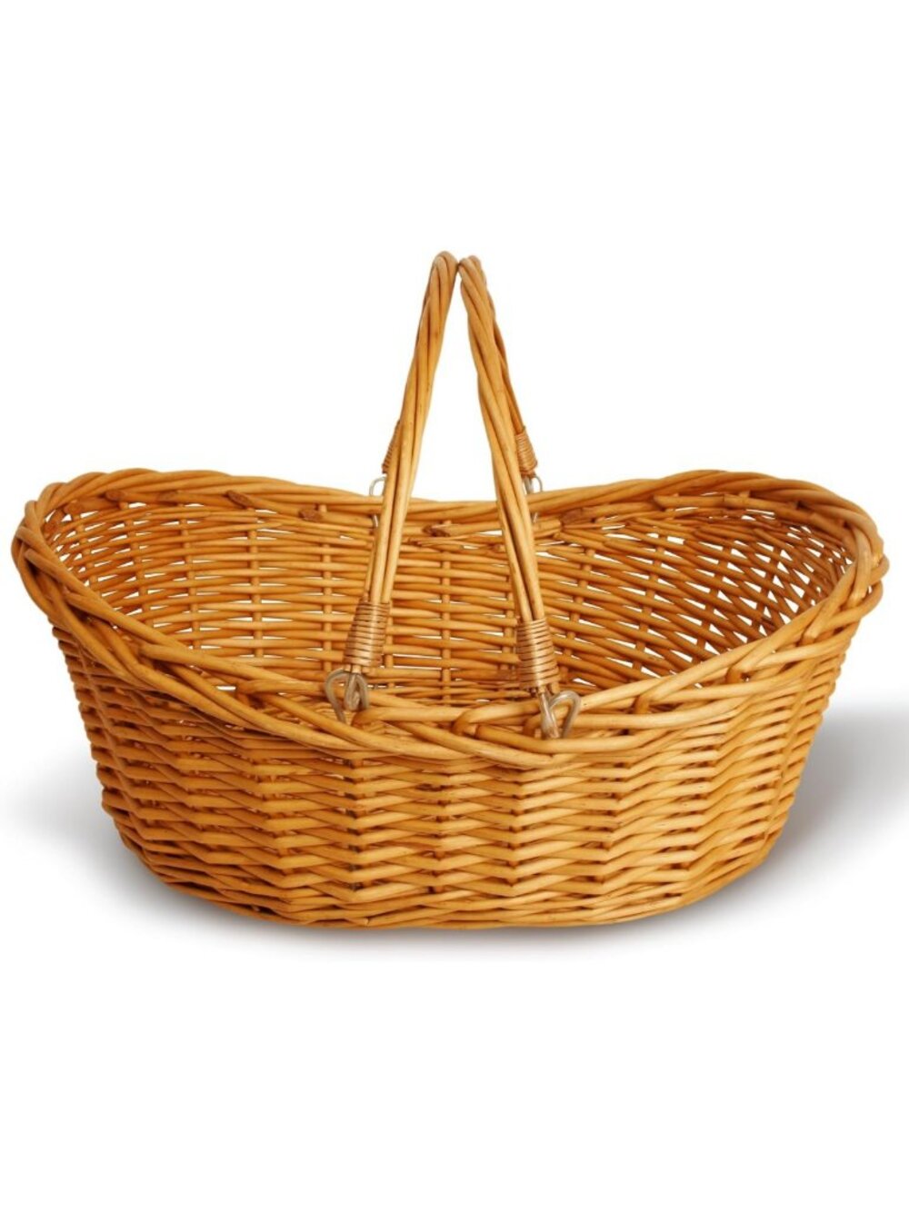 Light Brown Hand Woven Wicker Storage Basket with Handles - Perfect for
